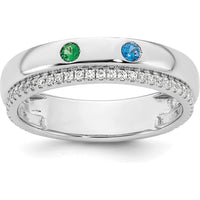 14K White Gold Birthstone and Diamond Mother's Ring with Prong Set Gemstones and Channel Set Diamonds by Oro Pregiato