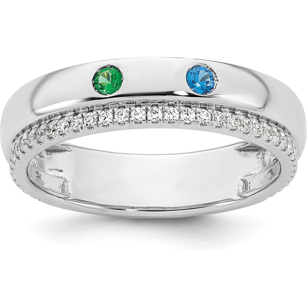 14K White Gold Birthstone and Diamond Mother's Ring with Prong Set Gemstones and Channel Set Diamonds by Oro Pregiato