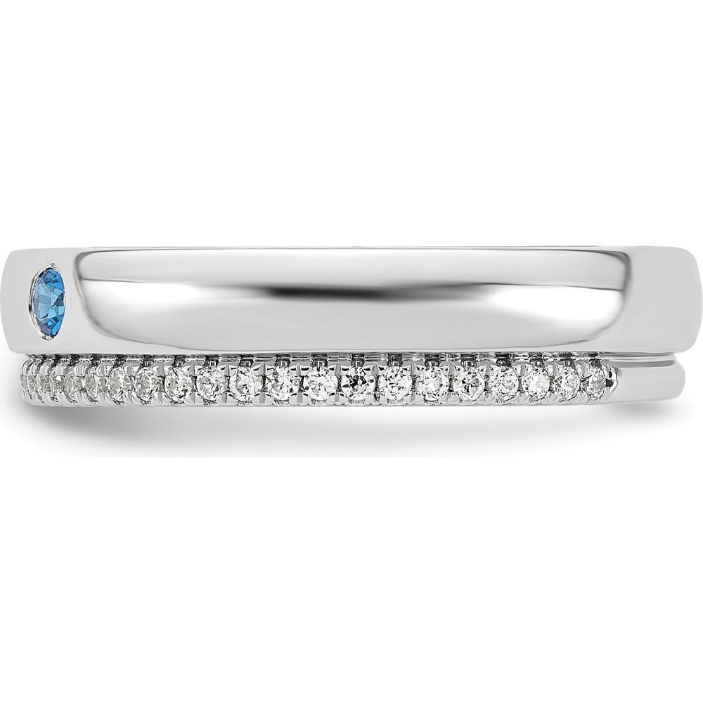 14K White Gold Birthstone and Diamond Mother's Ring with Prong Set Gemstones and Channel Set Diamonds by Oro Pregiato