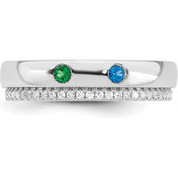 14K White Gold Birthstone and Diamond Mother's Ring with Prong Set Gemstones and Channel Set Diamonds by Oro Pregiato