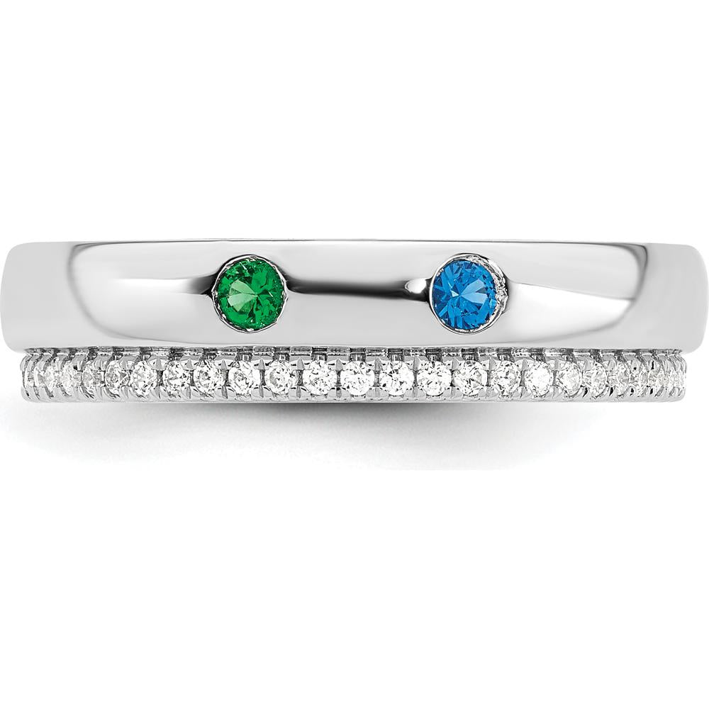 14K White Gold Birthstone and Diamond Mother's Ring with Prong Set Gemstones and Channel Set Diamonds by Oro Pregiato