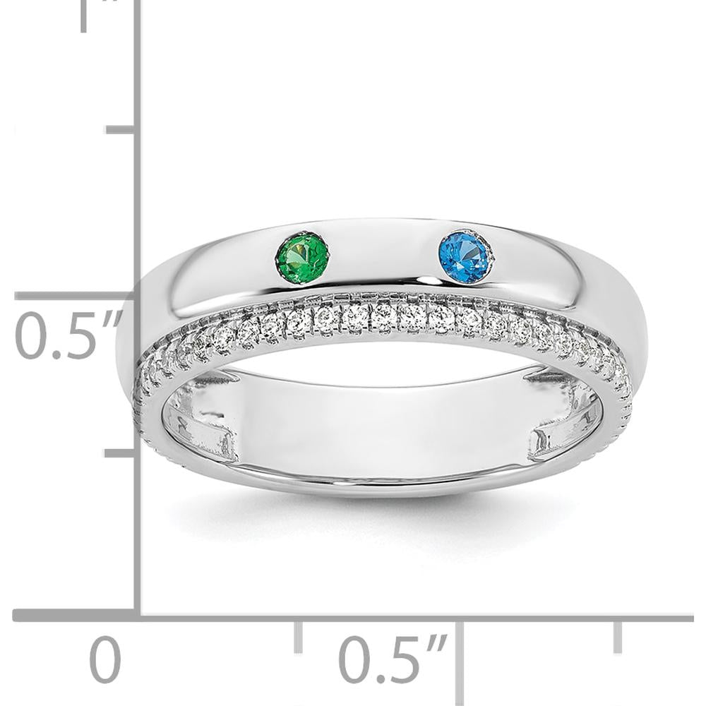 14K White Gold Birthstone and Diamond Mother's Ring with Prong Set Gemstones and Channel Set Diamonds by Oro Pregiato