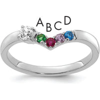 14K White Gold Birthstone & Diamond Ring with 5-Prong Set Stones - 0.50 Carat Total Diamond Weight by Oro Pregiato