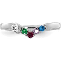 14K White Gold Birthstone & Diamond Ring with 5-Prong Set Stones - 0.50 Carat Total Diamond Weight by Oro Pregiato