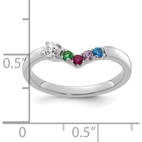 14K White Gold Birthstone & Diamond Ring with 5-Prong Set Stones - 0.50 Carat Total Diamond Weight by Oro Pregiato