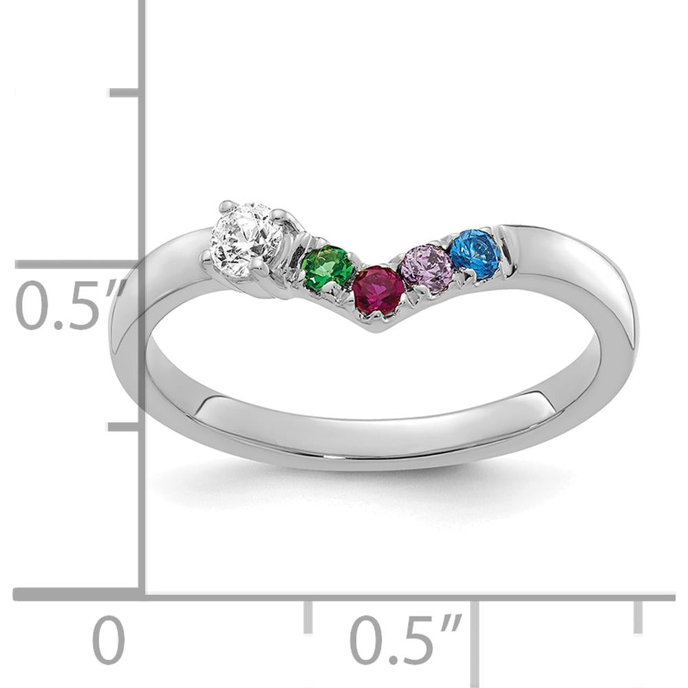 14K White Gold Birthstone & Diamond Ring with 5-Prong Set Stones - 0.50 Carat Total Diamond Weight by Oro Pregiato