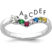 14K White Gold Birthstone and Diamond Semi-Mount Mother's Ring by Oro Pregiato
