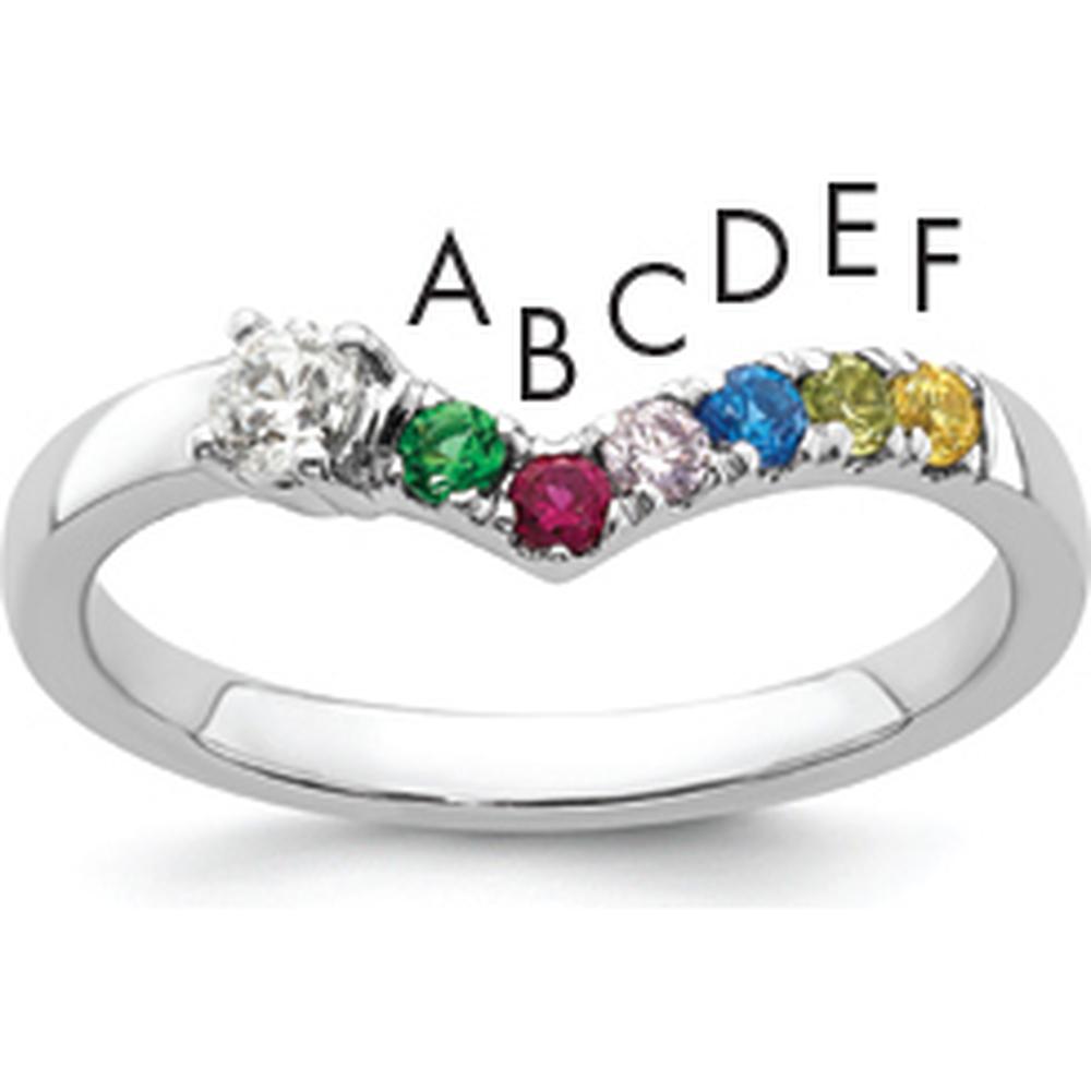 14K White Gold Birthstone and Diamond Semi-Mount Mother's Ring by Oro Pregiato