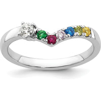 14K White Gold Birthstone and Diamond Semi-Mount Mother's Ring by Oro Pregiato