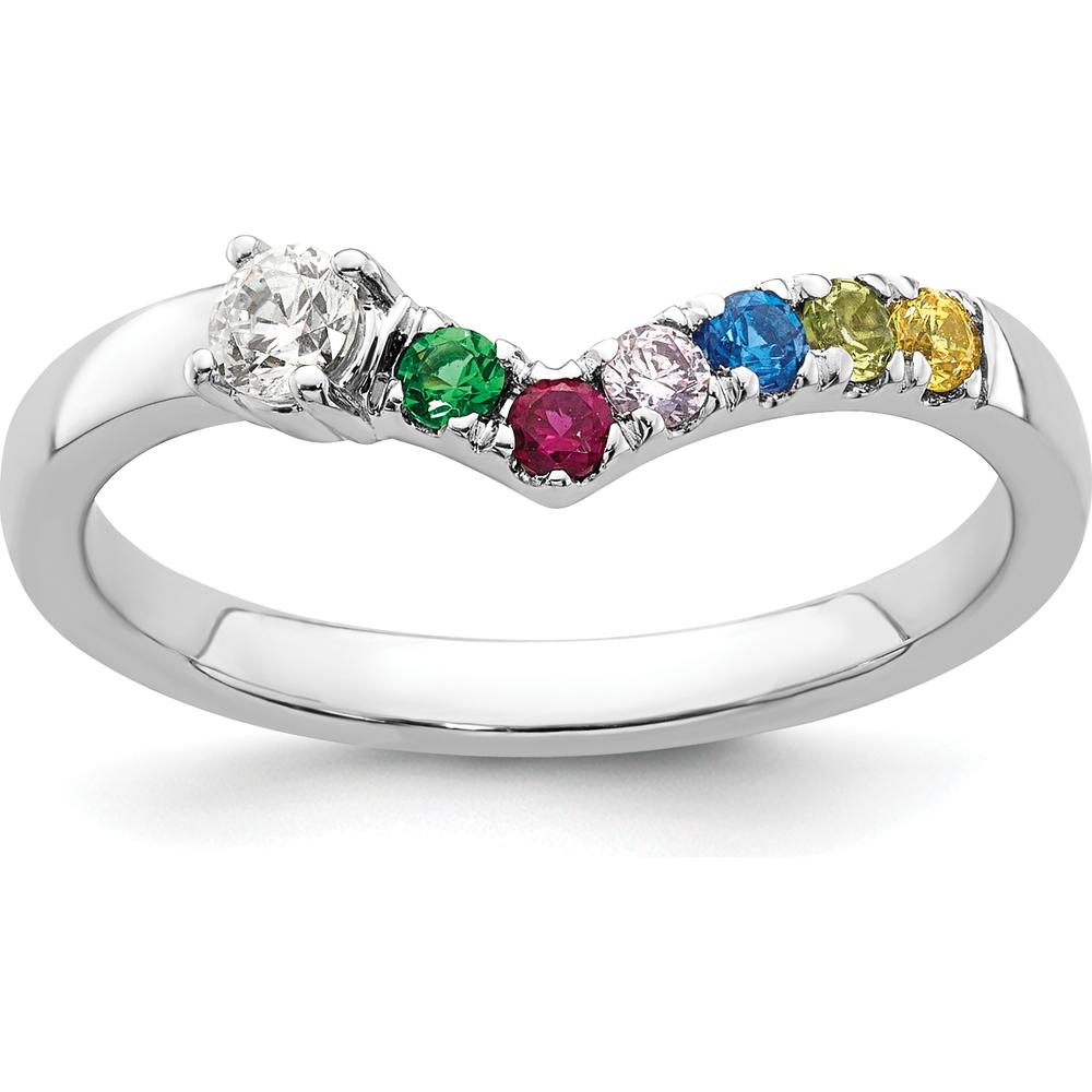 14K White Gold Birthstone and Diamond Semi-Mount Mother's Ring by Oro Pregiato