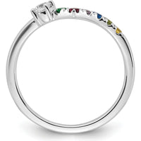 14K White Gold Birthstone and Diamond Semi-Mount Mother's Ring by Oro Pregiato