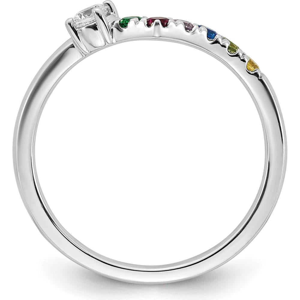 14K White Gold Birthstone and Diamond Semi-Mount Mother's Ring by Oro Pregiato