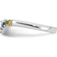 14K White Gold Birthstone and Diamond Semi-Mount Mother's Ring by Oro Pregiato