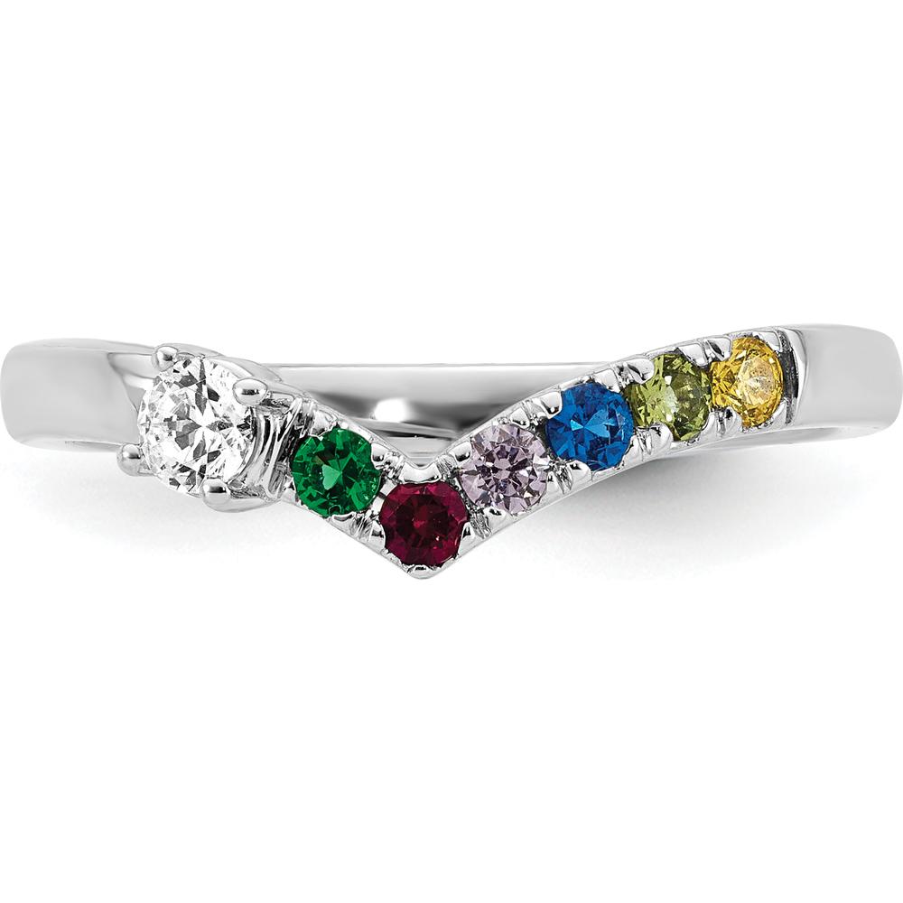 14K White Gold Birthstone and Diamond Semi-Mount Mother's Ring by Oro Pregiato