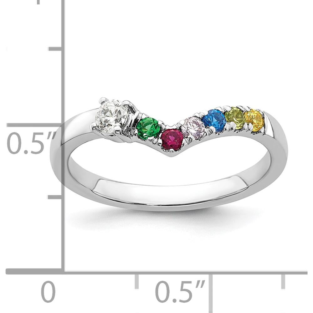 14K White Gold Birthstone and Diamond Semi-Mount Mother's Ring by Oro Pregiato