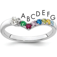 14K White Gold Birthstone and Diamond Semi-Mount Ring with 7 Vibrant Stones and Center Diamond - Customizable Design by Oro Pregiato