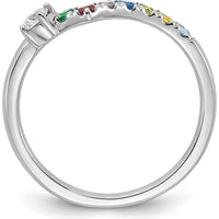 14K White Gold Birthstone and Diamond Semi-Mount Ring with 7 Vibrant Stones and Center Diamond - Customizable Design by Oro Pregiato