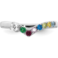 14K White Gold Birthstone and Diamond Semi-Mount Ring with 7 Vibrant Stones and Center Diamond - Customizable Design by Oro Pregiato