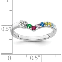 14K White Gold Birthstone and Diamond Semi-Mount Ring with 7 Vibrant Stones and Center Diamond - Customizable Design by Oro Pregiato