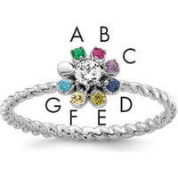 14K White Gold Birthstone Flower Mother's Ring with Diamond Semi-mount by Oro Pregiato
