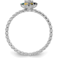 14K White Gold Birthstone Flower Mother's Ring with Diamond Semi-mount by Oro Pregiato