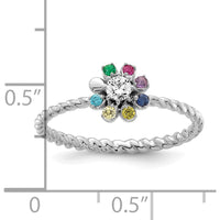 14K White Gold Birthstone Flower Mother's Ring with Diamond Semi-mount by Oro Pregiato