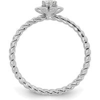 14K White Gold Birthstone Flower Ring with Diamond Center and Emerald & Ruby Birthstones by Oro Pregiato
