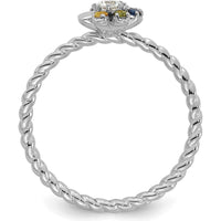 14K White Gold Birthstone Flower Ring with Diamond Semi-Mount - Customizable Mother's Jewelry by Oro Pregiato