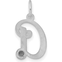 14K White Gold Birthstone Initial Pendant with Polished Finish and Rhodium Plating by Oro Pregiato