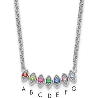 14K White Gold Birthstone Mother's Necklace Mounting with 7 Gemstone Settings - Customizable Pendant by Oro Pregiato