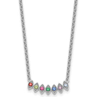 14K White Gold Birthstone Mother's Necklace Mounting with 7 Gemstone Settings - Customizable Pendant by Oro Pregiato