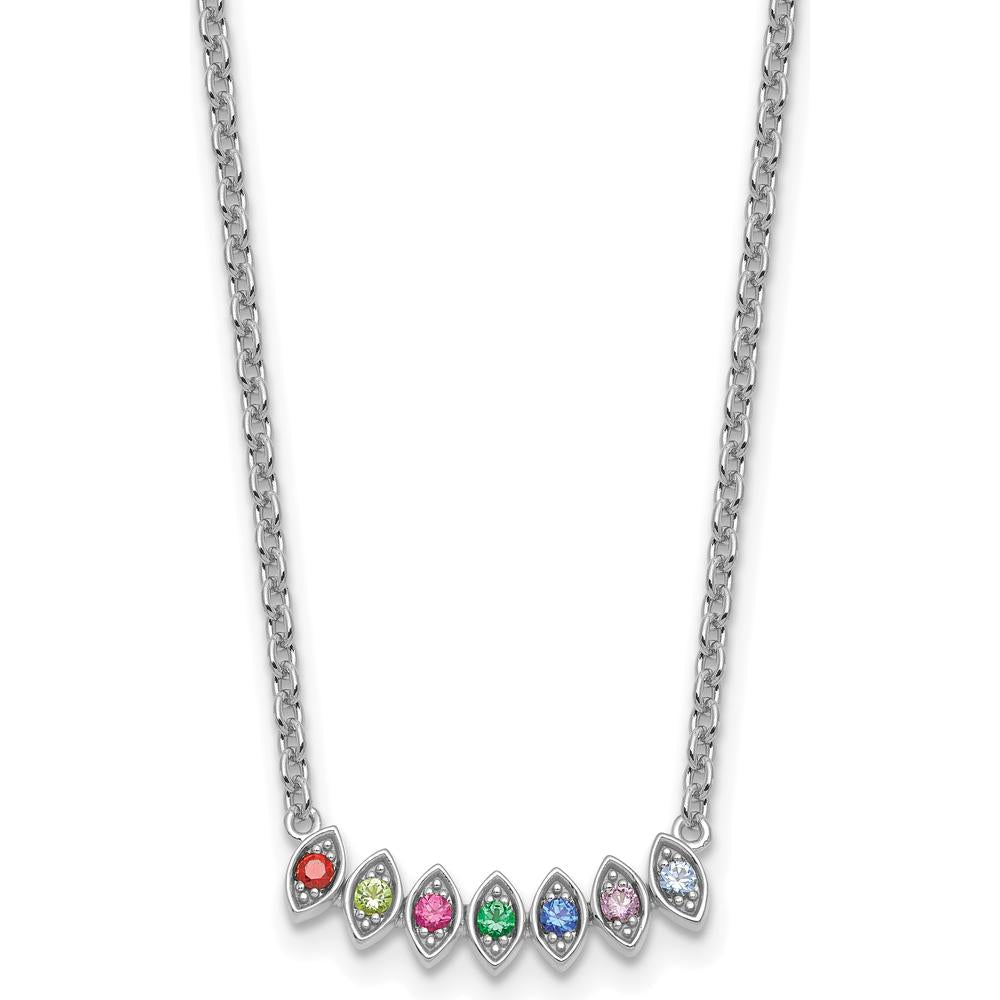 14K White Gold Birthstone Mother's Necklace Mounting with 7 Gemstone Settings - Customizable Pendant by Oro Pregiato