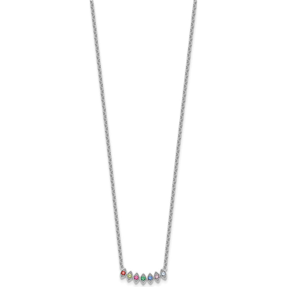 14K White Gold Birthstone Mother's Necklace Mounting with 7 Gemstone Settings - Customizable Pendant by Oro Pregiato