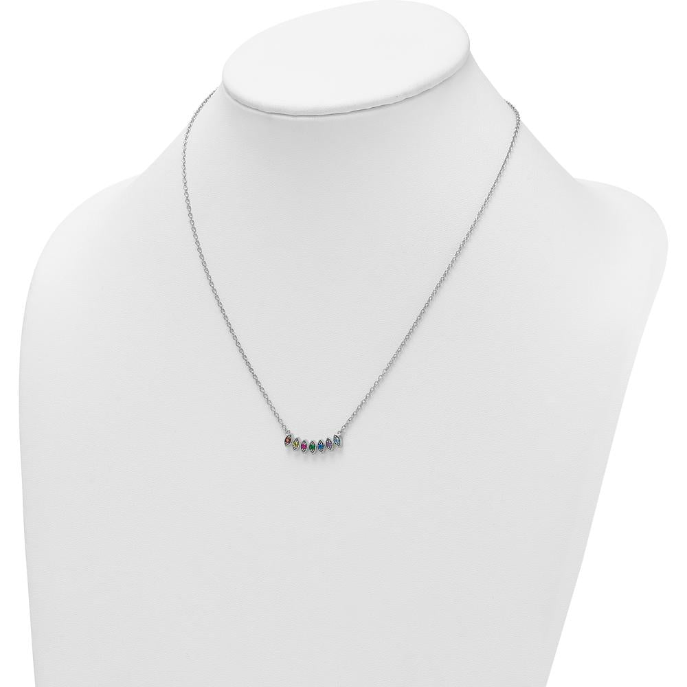 14K White Gold Birthstone Mother's Necklace Mounting with 7 Gemstone Settings - Customizable Pendant by Oro Pregiato