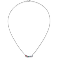 14K White Gold Birthstone Mother's Necklace Mounting with 7 Gemstone Settings - Customizable Pendant by Oro Pregiato
