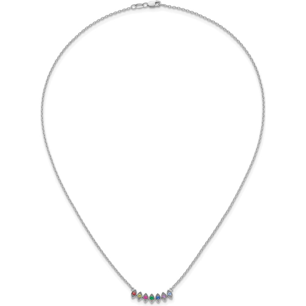 14K White Gold Birthstone Mother's Necklace Mounting with 7 Gemstone Settings - Customizable Pendant by Oro Pregiato