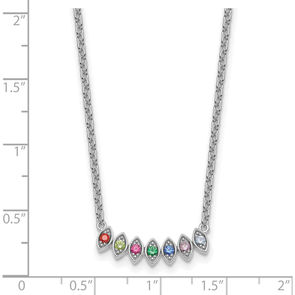 14K White Gold Birthstone Mother's Necklace Mounting with 7 Gemstone Settings - Customizable Pendant by Oro Pregiato