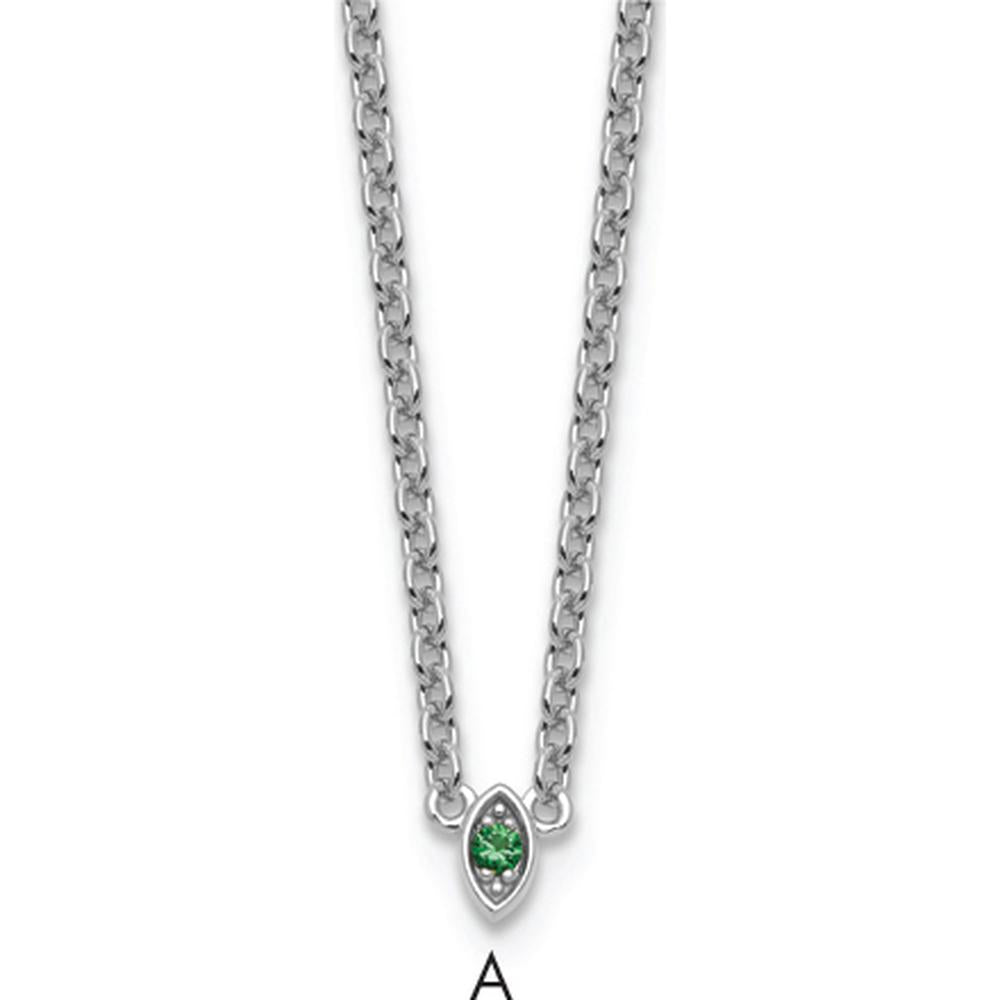 14K White Gold Birthstone Mother's Necklace Pendant - Customizable Gemstone Option by Oro Pregiato