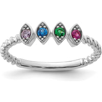 14K White Gold Birthstone Mother's Ring with Four Marquise Cut Gemstones by Oro Pregiato