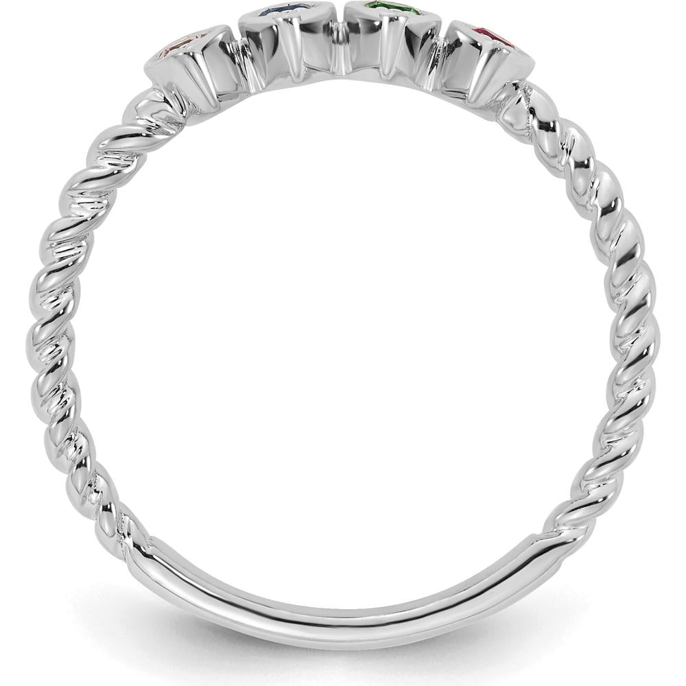 14K White Gold Birthstone Mother's Ring with Four Marquise Cut Gemstones by Oro Pregiato