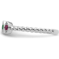 14K White Gold Birthstone Mother's Ring with Four Marquise Cut Gemstones by Oro Pregiato