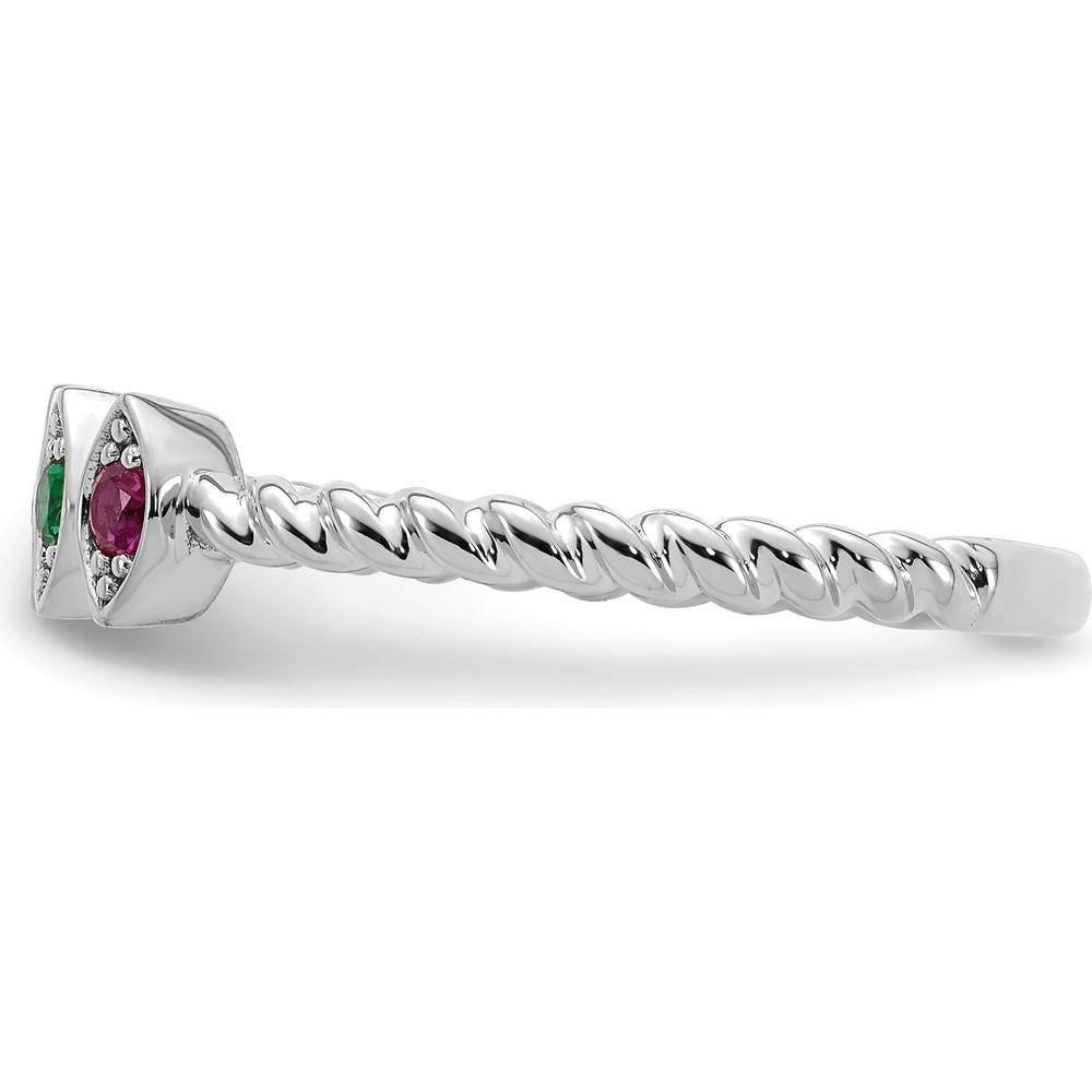 14K White Gold Birthstone Mother's Ring with Four Marquise Cut Gemstones by Oro Pregiato