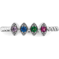 14K White Gold Birthstone Mother's Ring with Four Marquise Cut Gemstones by Oro Pregiato