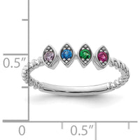 14K White Gold Birthstone Mother's Ring with Four Marquise Cut Gemstones by Oro Pregiato