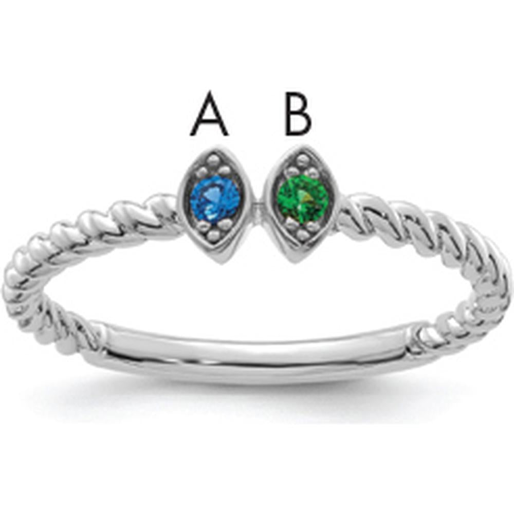 14K White Gold Birthstone Mother's Ring with Prong Set Gemstones by Oro Pregiato