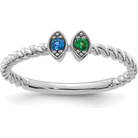 14K White Gold Birthstone Mother's Ring with Prong Set Gemstones by Oro Pregiato
