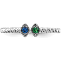 14K White Gold Birthstone Mother's Ring with Prong Set Gemstones by Oro Pregiato