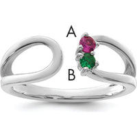 14K White Gold Birthstone Mother's Wrap Ring with Ruby and Emerald - Customizable Birthstones by Oro Pregiato
