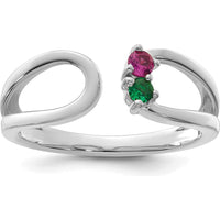 14K White Gold Birthstone Mother's Wrap Ring with Ruby and Emerald - Customizable Birthstones by Oro Pregiato