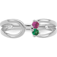 14K White Gold Birthstone Mother's Wrap Ring with Ruby and Emerald - Customizable Birthstones by Oro Pregiato